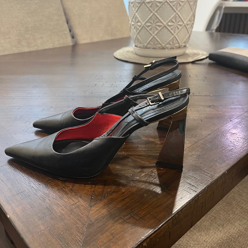 Zara black with Gold Metal heels